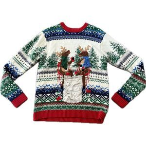 Christmas Ugly Sweater Red Solo Cup Reindeer Size Large Unisex